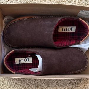 1901 Men's Brown Loafers with Plaid Flannel Lining